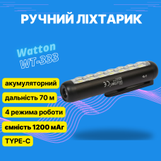 Ліхтарик Watton WT-333 на магнітній кліпсі акумуляторний