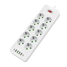 Мережевий фільтр F35U 4 USB + 2 Tupe-C +10 розеток, білий