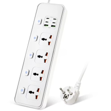 Мережевий фільтр BKL-24 13А 100-250V + 4 Type-C + 2 USB A на 4 розетки, білий