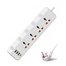 Мережевий фільтр BKL-456 1 QC3.0 +1 PD20W+ 3 USB, 100-250V, 10А, 4 розетки, білий