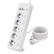 Мережевий фільтр BKL-505 2 USB + 2 TYPE-C, 100-250V, 13А, 5 розеток, білий