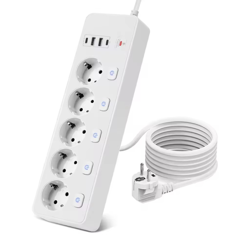 Мережевий фільтр BKL-505 2 USB + 2 TYPE-C, 100-250V, 13А, 5 розеток, білий