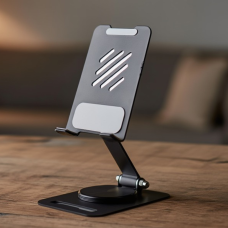 Підставка настільна для телефону, смартфона або планшета металева до 7 дюймів, складна, чорна