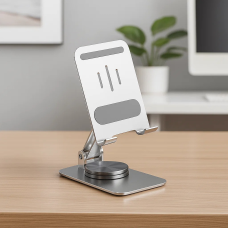 Підставка під телефон, для смартфона або планшета складна, настільна, металева до 12 дюймів, срібляста