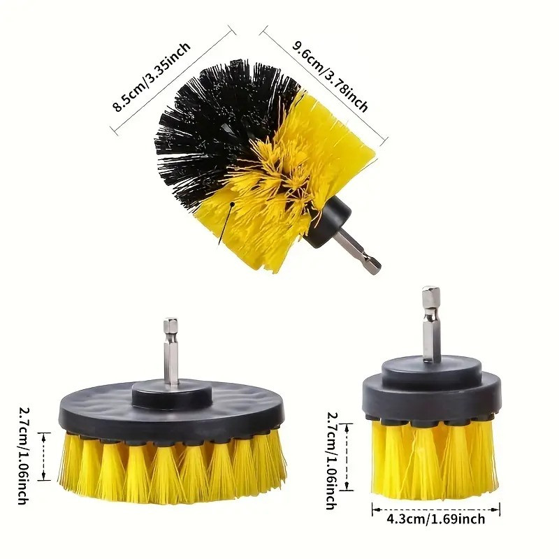 Набір з 3-х щіток для шуруповерта з подовженою щіткою, Багаторазові, багатоцільові насадки для прибирання кухні та ванни