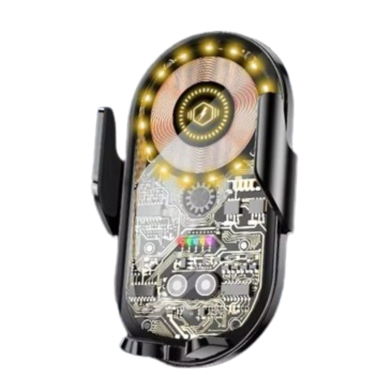 Автотримач для телефона з вбудованим акумулятором і бездротовою зарядкою 15W JС1013, Type-C, чорний