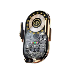 Автотримач для телефона з вбудованим акумулятором і бездротовою зарядкою 15W JС1013, Type-C, золотистий