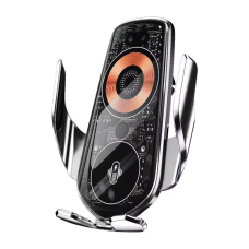 Автотримач для телефона з вбудованим акумулятором і бездротовою зарядкою 15W JQ78, Type-C, сріблястий