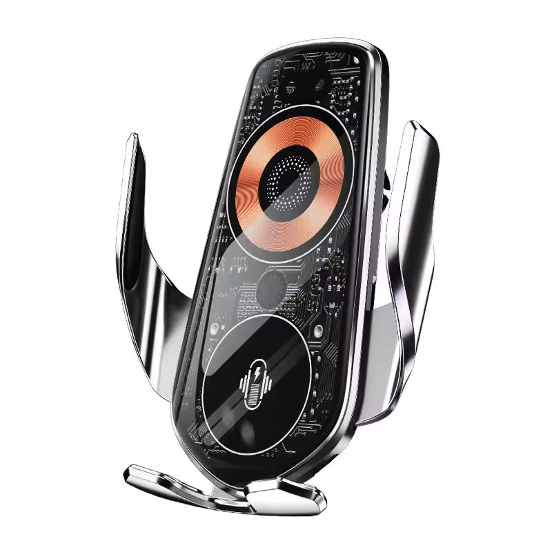 Автотримач для телефона з вбудованим акумулятором і бездротовою зарядкою 15W JQ78, Type-C, сріблястий