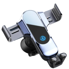 Автотримач з вбудованим акумулятором і бездротовою зарядкою для телефона JD010 15W, Type-C, сріблястий