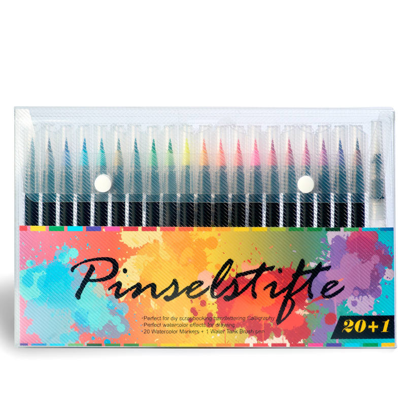 Акварельні маркери з пензликом для ескізів і скетчів на водній основі набір 20 шт