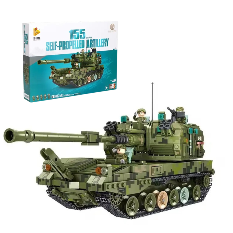 Конструктор дитячий.Самохідна артилерійська установка військовий танк на 1648 деталі