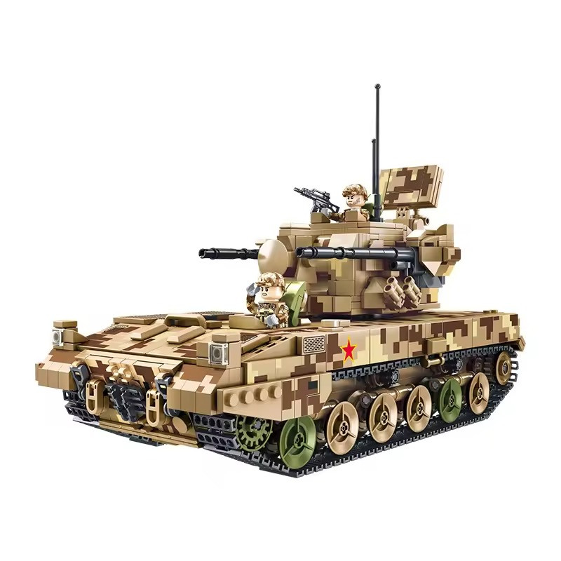 Конструктор дитячий ігровий.Зенітна установка танк військовий 1270 деталі, хакі