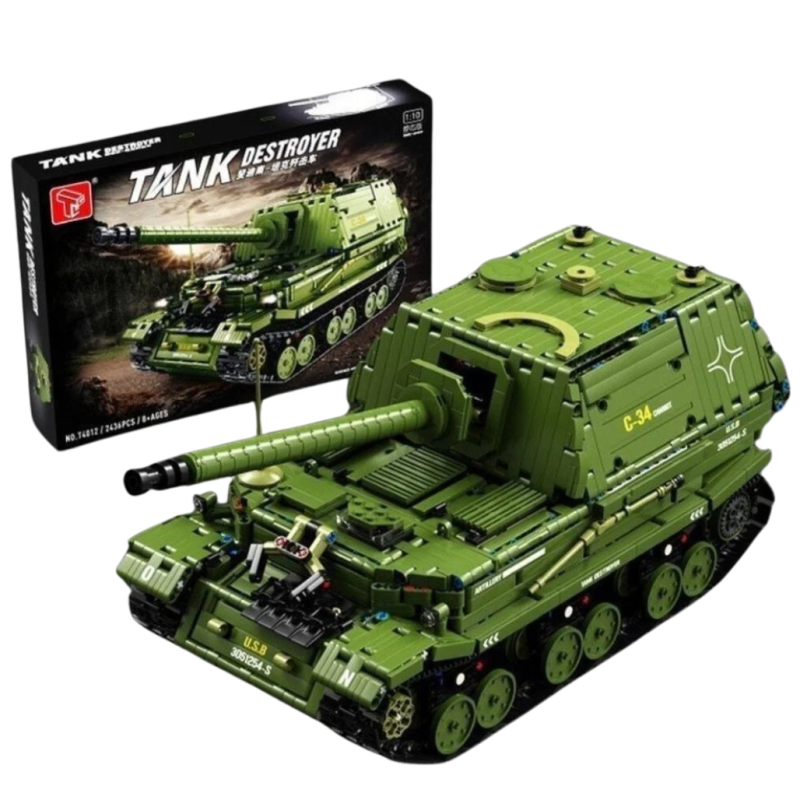 Конструктор дитяча ігрова військова машина-танк самохідна установка проти танків T4012 на 2436 деталей