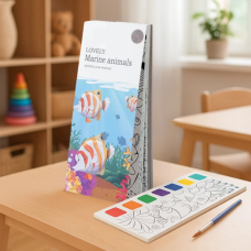 Альбом “Marine animls“ для розфарбовування з акварельними фарбами розмальовка з пензликом для творчості