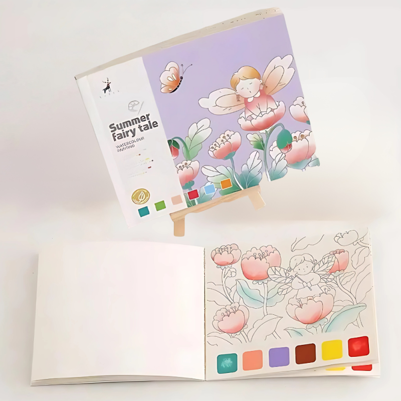 Альбом для розфарбовування з акварельними фарбами розмальовка “Summer fairy tale“ для творчості та живопису