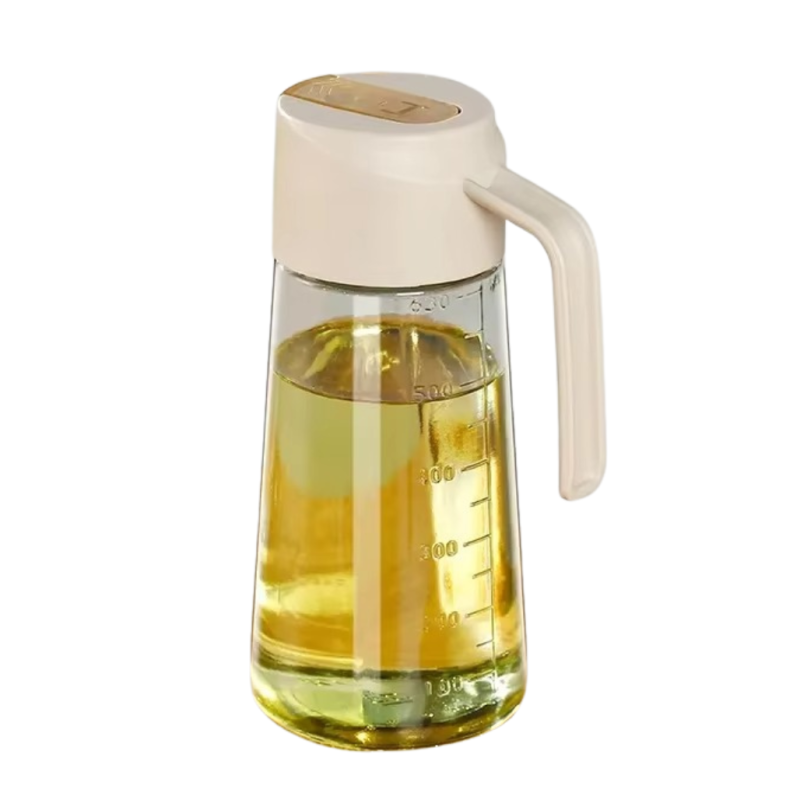 Пляшка скляна для олії на 630 мл, бежева