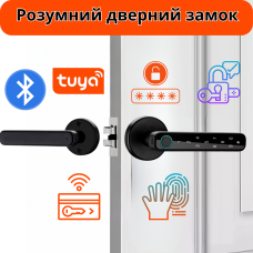 Розумний дверний замок з Bluetooth кодовий KHS-FT01, з ключ-картою і відбитком пальця, чорний