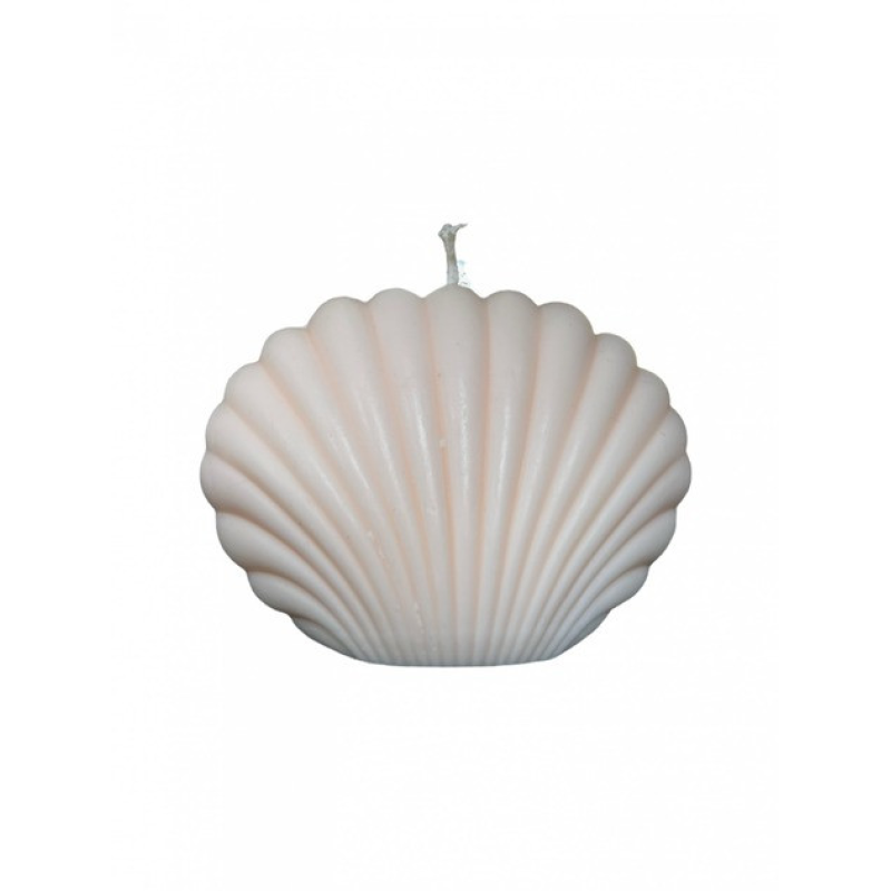 Свічка «Морська мушля» ручної роботи білого кольору