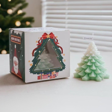 Свічка “Ялинка“ ручної роботи в світло-зеленому кольорі