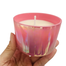 Свічка в чаші ручної роботи у рожевому кольорі