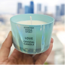 Свічка в чаші ручної роботи у блакитному кольорі