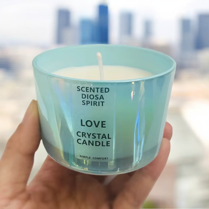 Свічка в чаші ручної роботи у блакитному кольорі