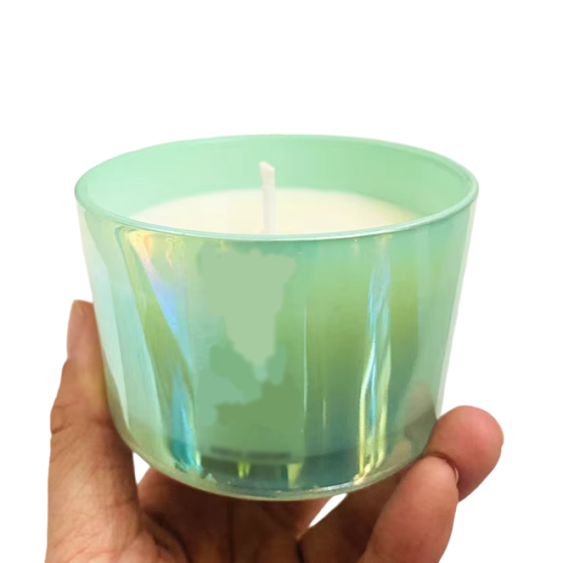 Свічка в чаші ручної роботи у зеленому кольорі