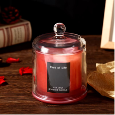 Аромо свічка з лаймом і мандарином у скляній чаші з кришкою натуральна з соєвого воску без барвників