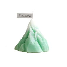 Свічка конусна у формі гори, ручної роботи, у зеленому кольорі
