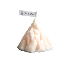 Свічка конусна у формі гори, ручної роботи, в ніжно-рожевому кольорі