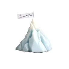 Свічка конусна у формі гори, ручної роботи, у синьому кольорі