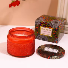 Свічка ароматична натуральна «English pear freesia» у скляній банці без барвників із соєвого воску