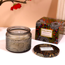 Свічка ароматична натуральна “Sandal wood rose“ із соєвого воску без барвників у скляній чаші з кришкою