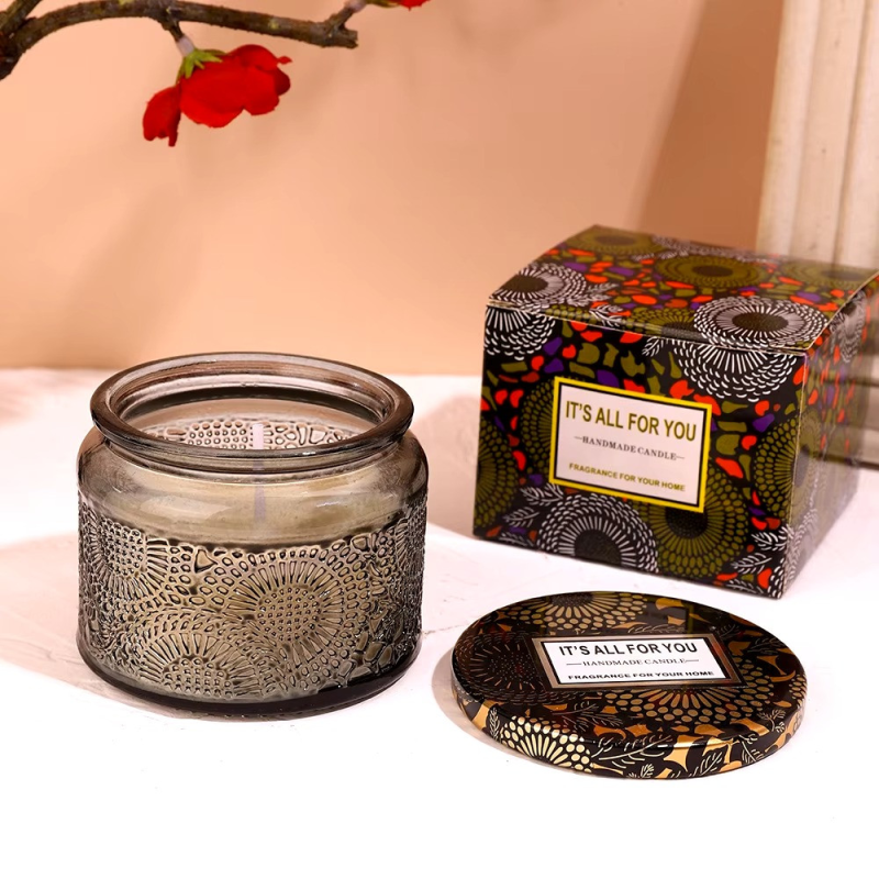 Свічка ароматична натуральна “Sandal wood rose“ із соєвого воску без барвників у скляній чаші з кришкою