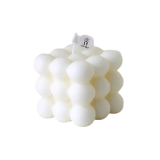 Свічка у формі бульбашковий куб у білому кольорі