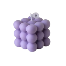 Свічка у формі бульбашковий куб у фіолетовому кольорі