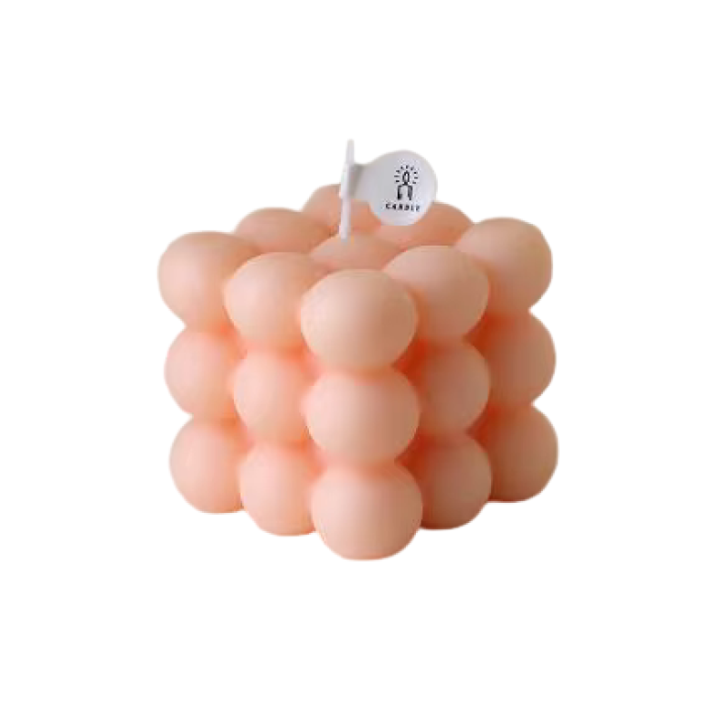 Свічка у формі бульбашковий куб в оранжевому кольорі