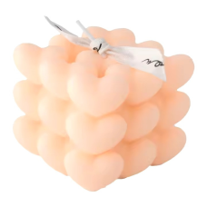 Свічка ароматична “Кубик сердець“ ручної роботи у рожевому кольорі