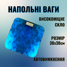 Ваги підлогові для вимірювання маси тіла, зі скляною пластиною AD-30-Blue, ваги в синьому кольорі