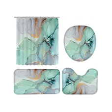 Набір килимків і шторки для ванної кімнати та душу, комплект шторки і килимки у ванну, бірюзовий колір