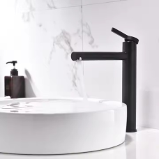 Змішувач для раковини, умивальника одноважільний з латуні, чорного кольору