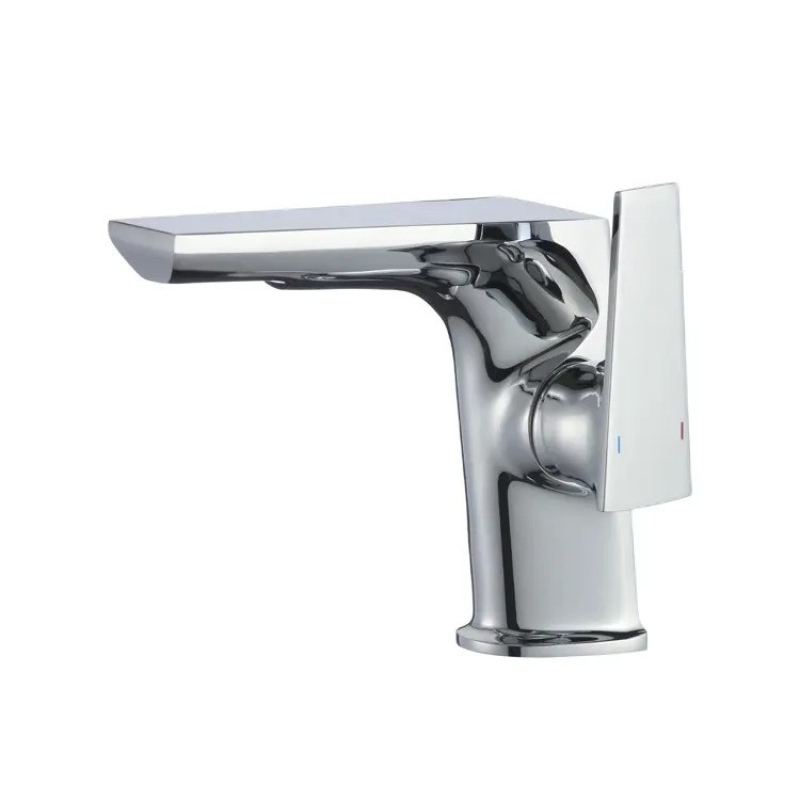 Змішувач для умивальника, раковини з латуні дизайнерський, з боковим важелем з хромовим покриттям