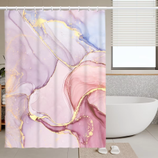 Шторка для душу та ванної кімнати з водовідштовхувальним покриттям, колір рожевий 3D-принт