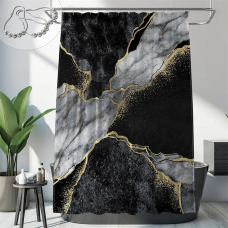 Шторка для душу та ванної кімнати з водовідштовхувальним покриттям, колір сірий 3D-принт