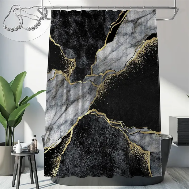 Шторка для душу та ванної кімнати з водовідштовхувальним покриттям, колір сірий 3D-принт