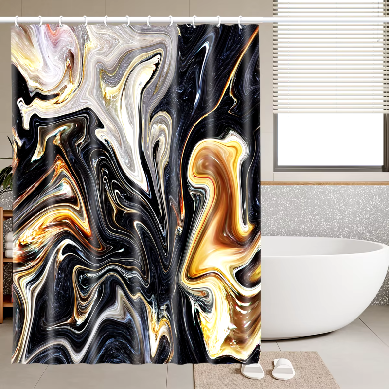 Шторка для душу та ванної кімнати з водовідштовхувальним покриттям, колір чорний 3D-принт