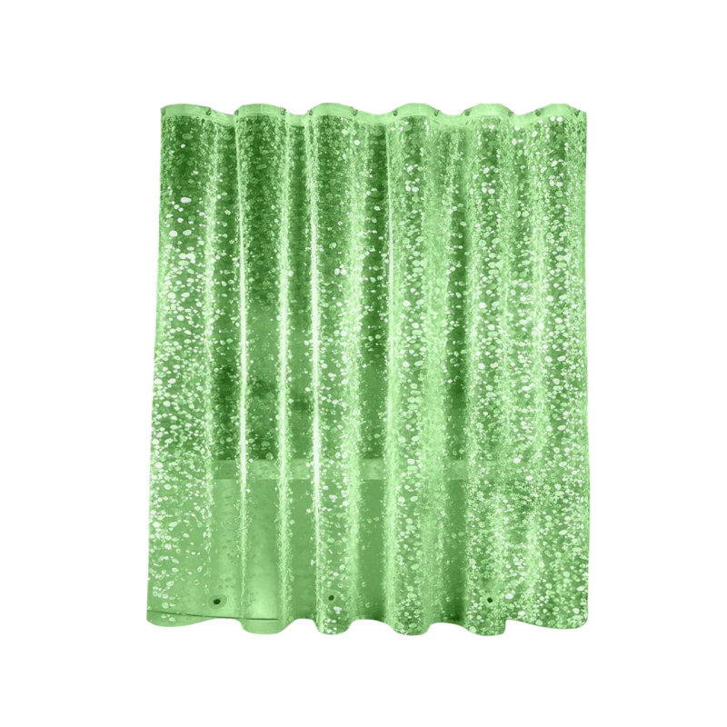 Шторка для душу та ванної кімнати з 3 магнітами-обважнювачами, колір прозоро-зелений 3D-принт