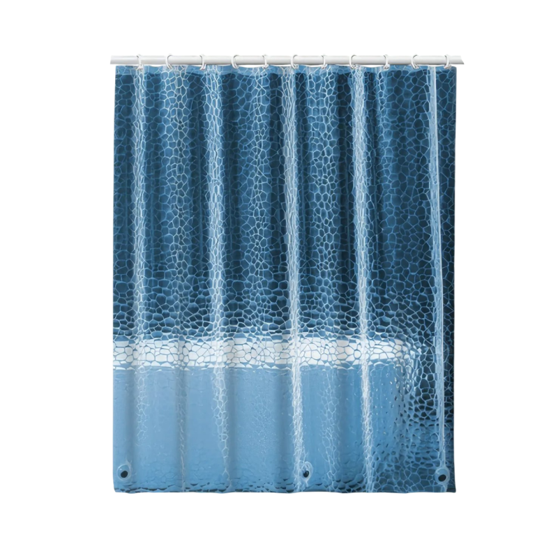 Шторка для душу та ванної кімнати з 3 магнітами-обважнювачами, колір прозоро-блакитний