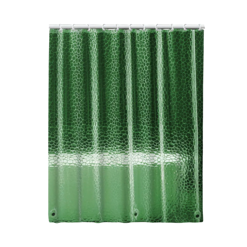 Шторка для душу та ванної кімнати з 3 магнітами-обважнювачами, колір прозоро-зелений